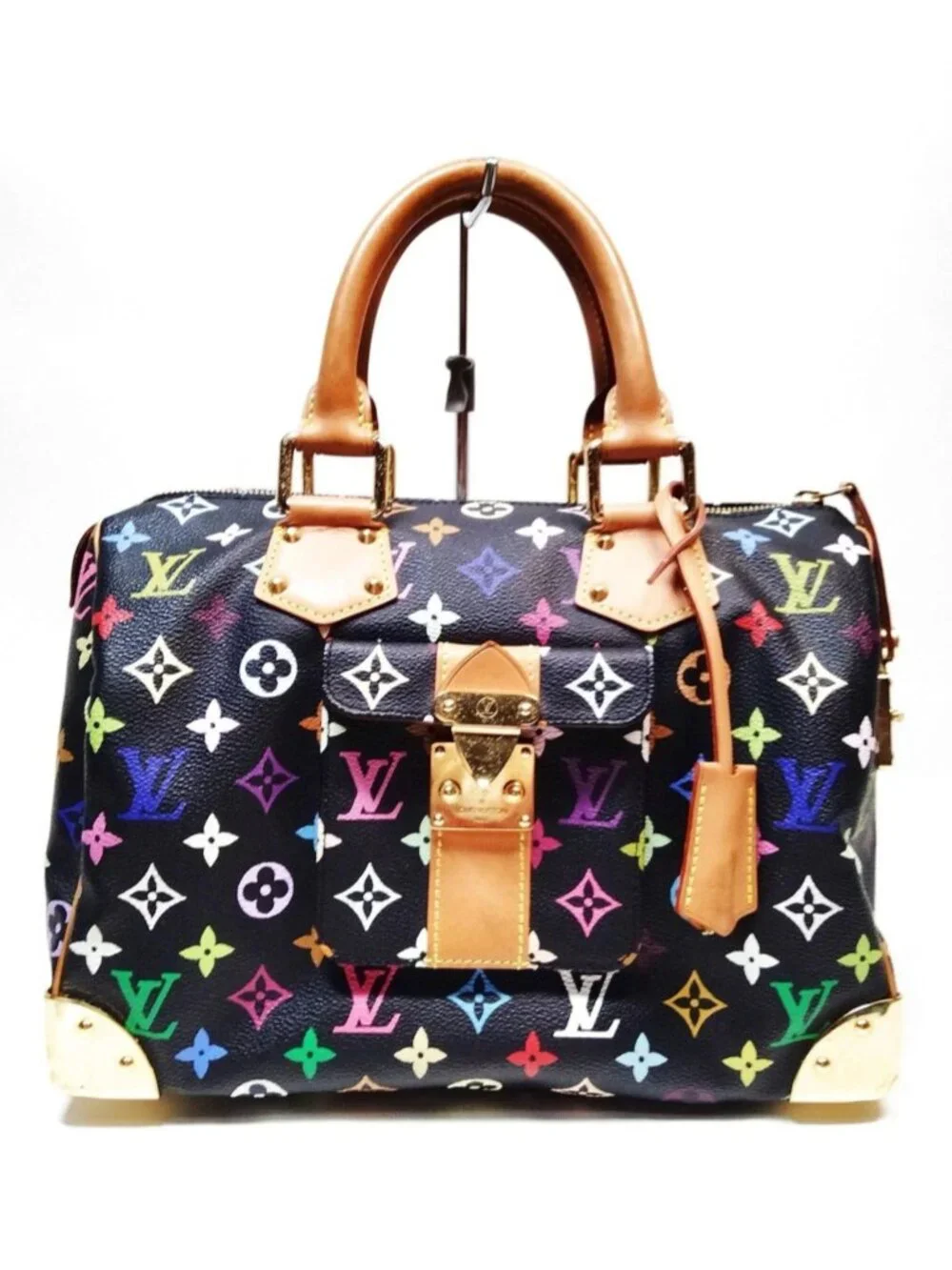 Authentic Louis Vuitton Speedy 30 Multicolor Monogram Black Canvas Murakami Bag